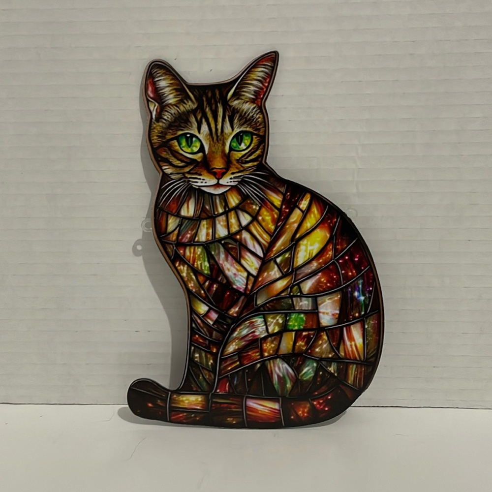 Suncatcher Acrylic Cat Green Eyed Animal Pet Home Decor Christmas Birthday Gift